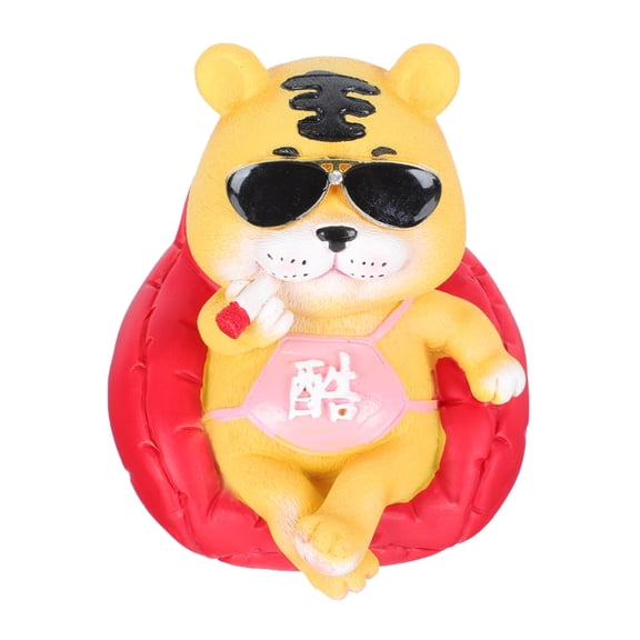 IBASETOY Resin Tiger Figurine in Red for Home and Desktop, Great for Bedrooms, Living Rooms, and Offices
