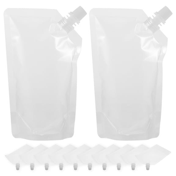IBASETOY White Plastic Drink Pouches for Beverage Packaging with Self-Standing Design 50Pcs