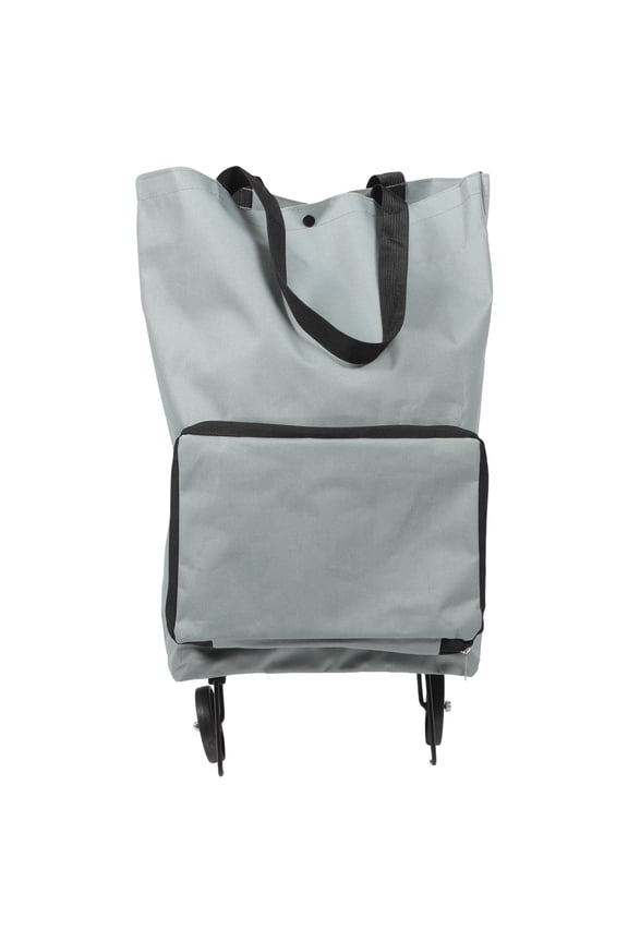 Foldable Grey Shopping Bag with Wheels Large Capacity Trolley Bag for Storage and Travel