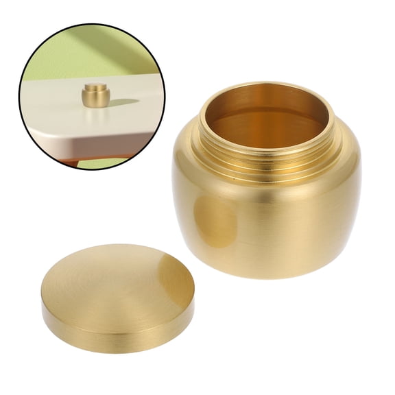 IBASETOY Round Powder Jar with Lid Golden Copper Storage Container 1Pcs