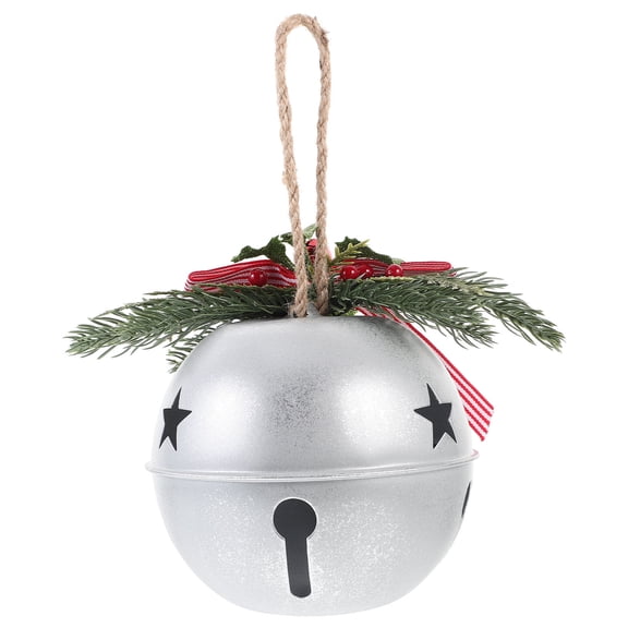 IBASETOY Rustic Metal Bells Ornament Silver Christmas Celebration Winter Season 1Set