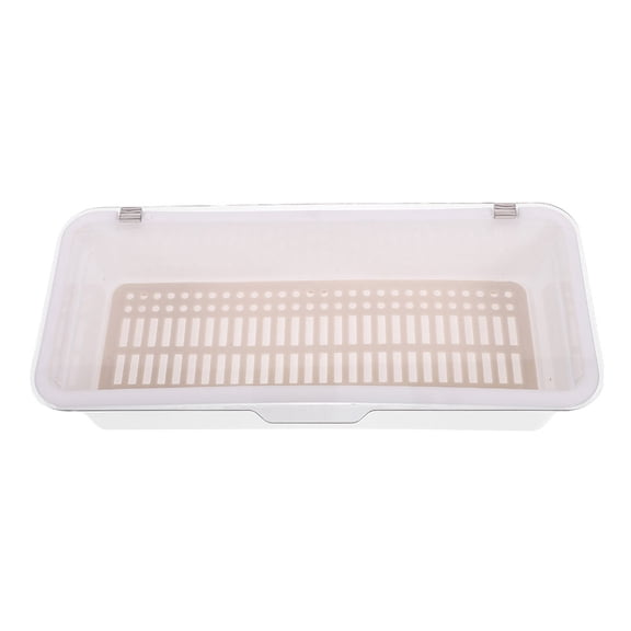 IBASETOY White Plastic Flatware Storage Case with Lid and Drainage for Home Kitchen Utensil Organization