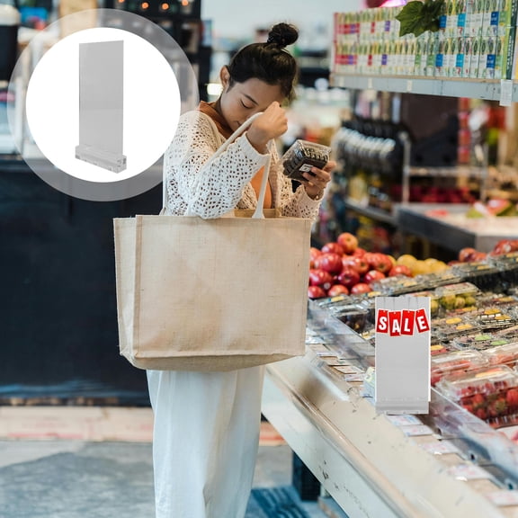 IBASETOY Retail Label Display Holder Clear Acrylic Price Sign Stand for Supermarket Shelves