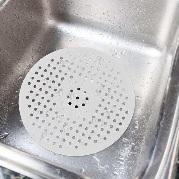 IBASETOY Round Silicone Kitchen Sink Mat White Sink Protector Pad with Hollow Design for Easy Drainage