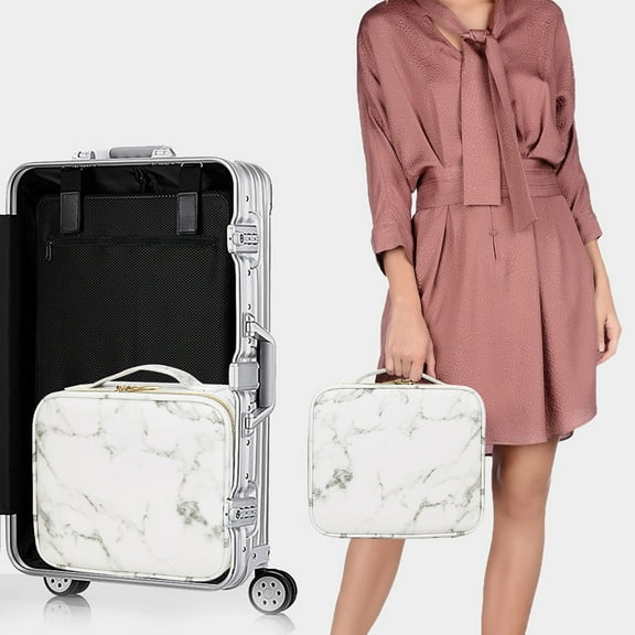 IBASETOY Water-Resistant Makeup Bag Portable Travel Organizer with Polyester Clear Zipper Closure