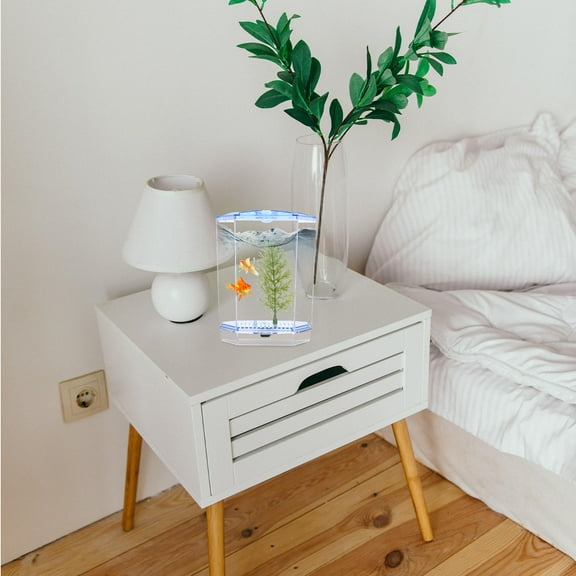 IBASETOY Blue Plastic Home Small Fish Tank for Storage Aquarium Decor with DIY Micro Landscape Size 10.5 x 8 x 6.5 Inches