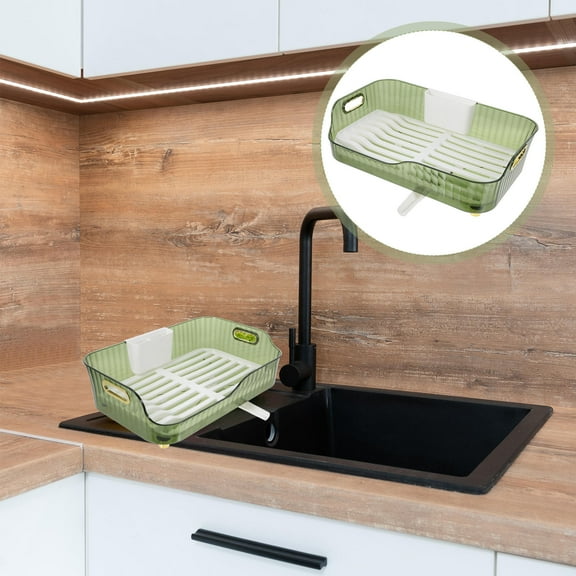 IBASETOY Green Plastic Dish Drying Rack for Kitchen Counter with Non Slip Base and Smooth Edges