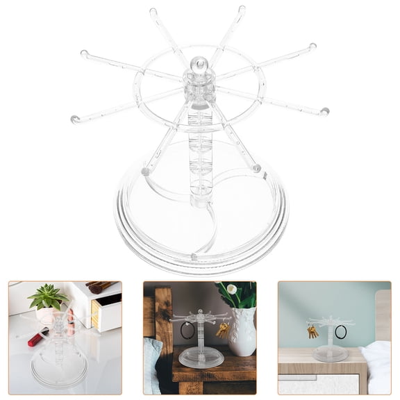 IBASETOY Transparent Earrings Organizer Rotating Stand for Home Desktop Jewelry Storage and Display