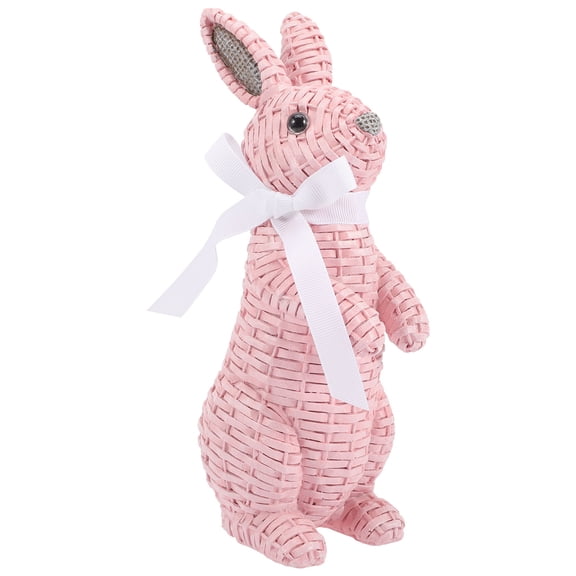 IBASETOY Small Rabbit Statue Pink Resin Decoration for Home Landscape 1Pack