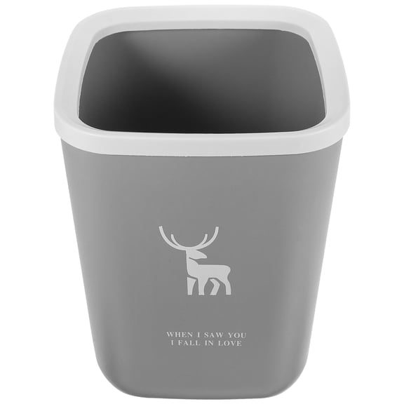 IBASETOY Office Trash Can No Lid Grey Plastic Waste Bucket with Large Opening for Easy Disposal