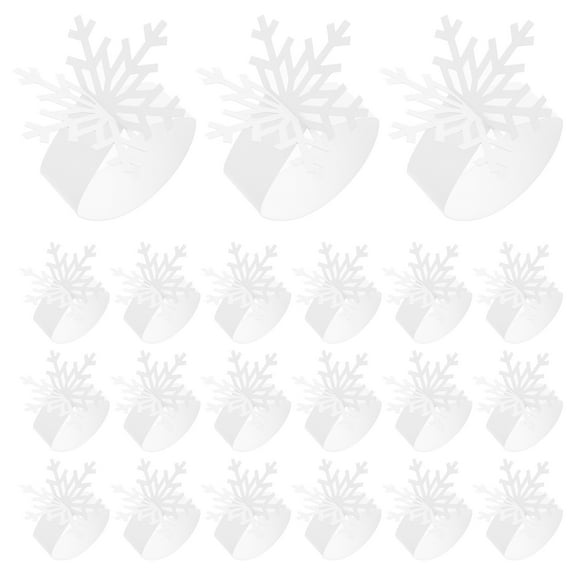 IBASETOY Snowflake Napkin Rings Set of 25 for Holiday Table Decor with Paper Craftsmanship