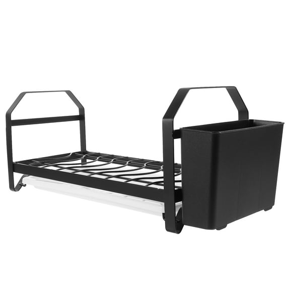 IBASETOY Black Stainless Steel Drying Rack for Kitchen Counter with Drainboard and Non Slip Base