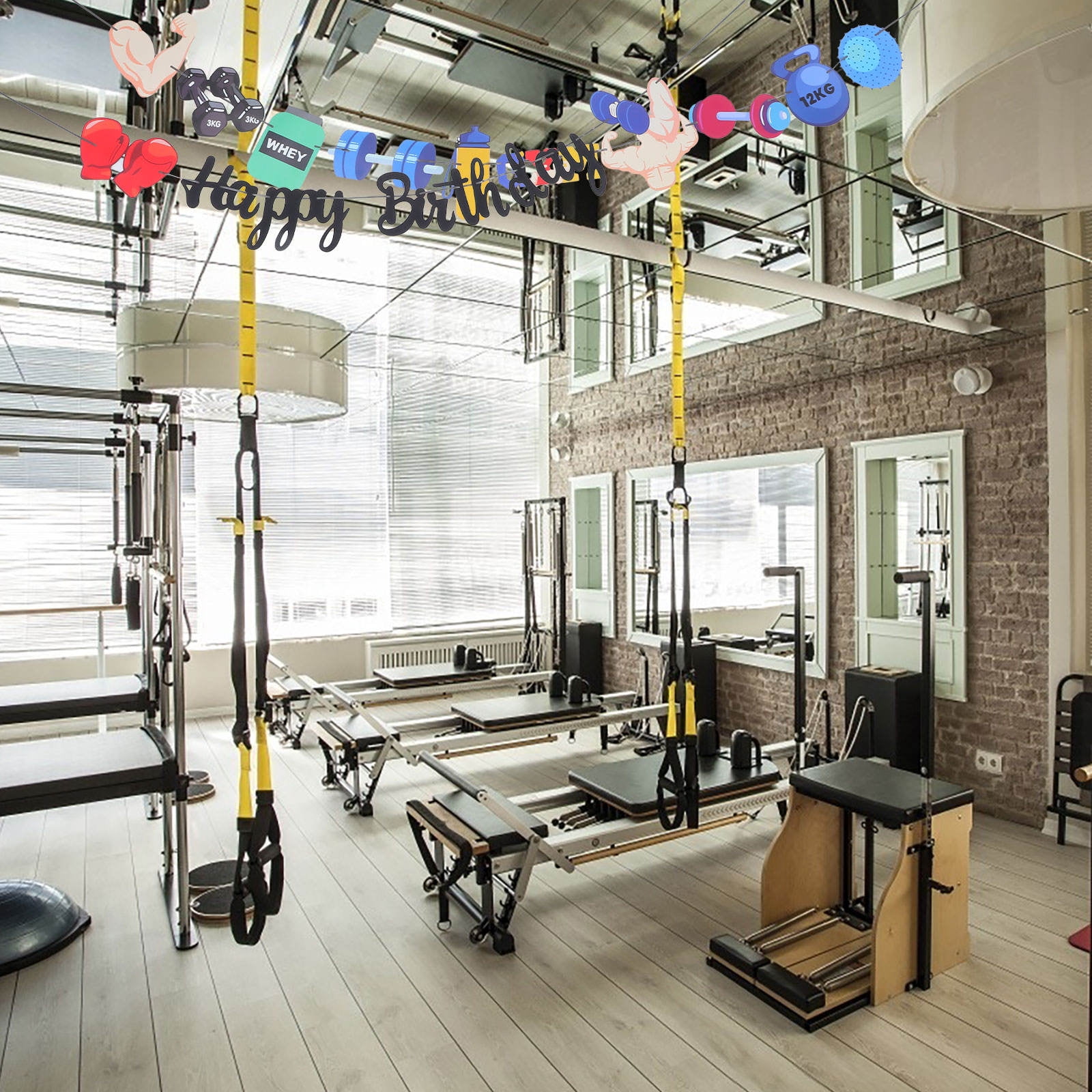 IBASETOY Sports Party Decorations Multi Colored Paper Gym Photo Booth Props for Birthday Party 1 Set