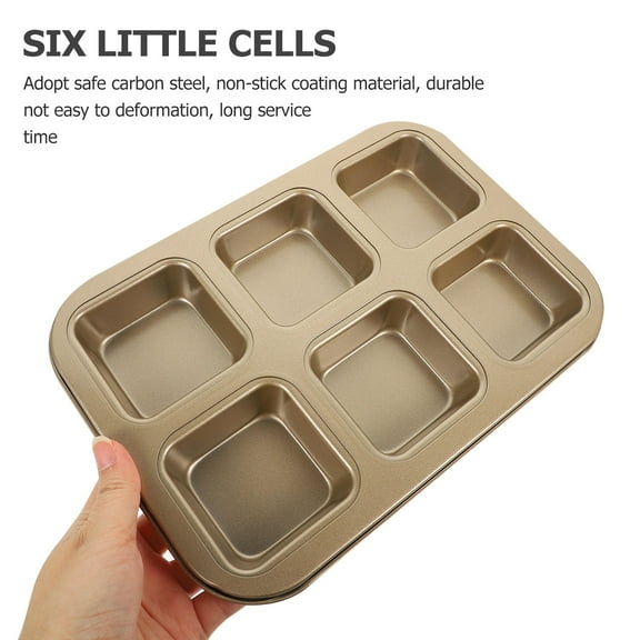 IBASETOY Square Non Stick Bread Pan Golden 6Pack Kitchen Accessory