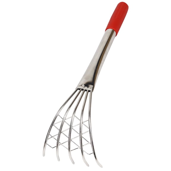 IBASETOY Stainless Steel Clam Rake with Mesh Net for Beach Digging Shovel Razor Fish Oysters 5 Pieces Silver