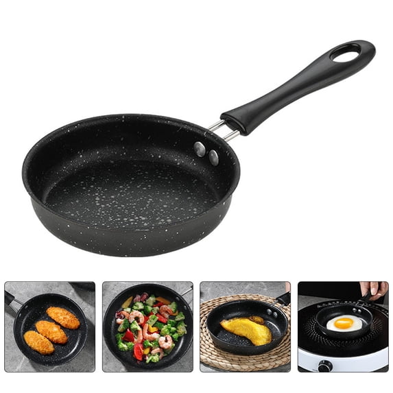 IBASETOY Black Stainless Steel Nonstick Omelette Pan with Comfortable Handle for Home and Restaurant Cooking