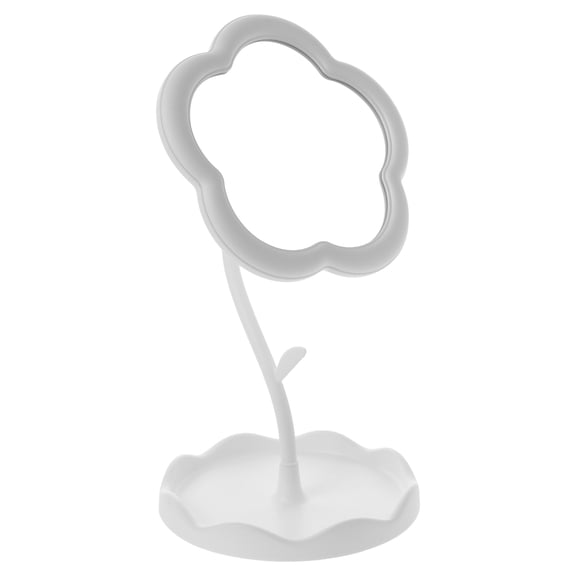 IBASETOY Makeup Mirror, White Plastic and Glass, Stylish Stand, Home Use