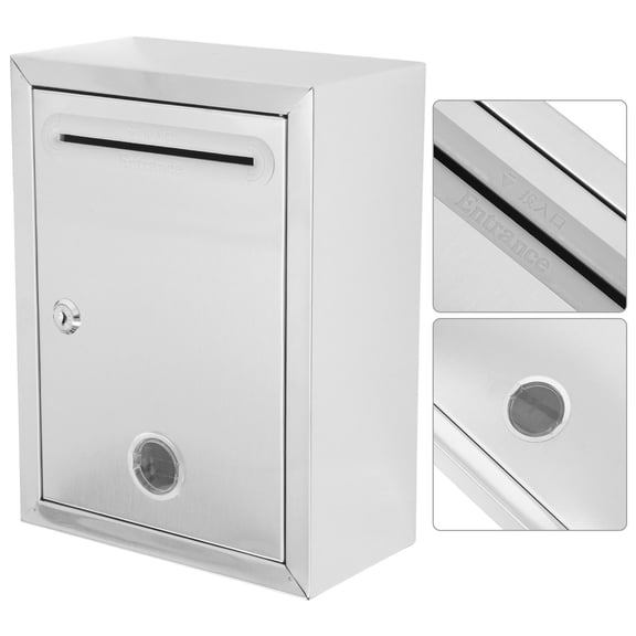 IBASETOY Secure Stainless Steel Wall Mail Box with Lock and Slot for Donation Letters Ballots and Suggestions