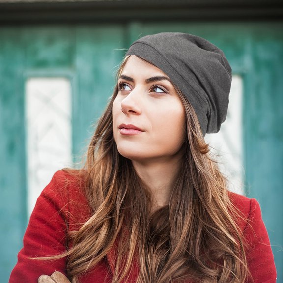 IBASETOY Simple Fashionable Style Sleeping Hat Dark Grey Cotton 1 PCS for Women
