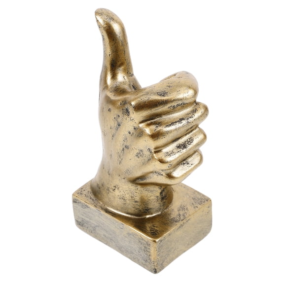 IBASETOY Resin Thumbs Up Hand Sculpture Golden Desktop Ornament for Bedroom and Office Decoration