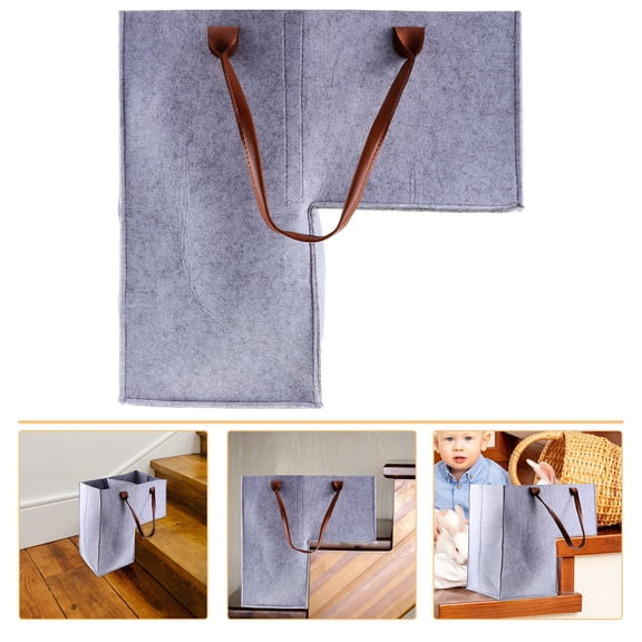 IBASETOY Grey Fabric Staircase Storage Organizer Basket Foldable with Comfortable Handle for Household Use