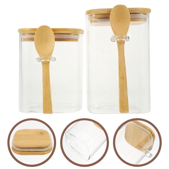 IBASETOY Transparent Glass Coffee Storage Containers with Sealed Lid for Home Wide Opening Design Fits Snacks Tea Sugar 2 Sets