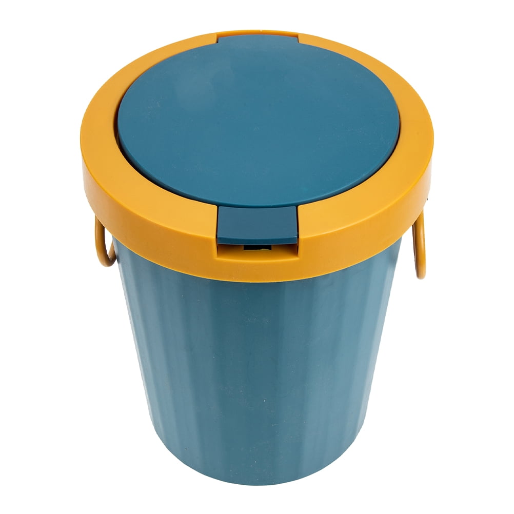 IBASETOY Plastic Wastebasket with Lid Small Household Trash Can for Bedroom Bathroom