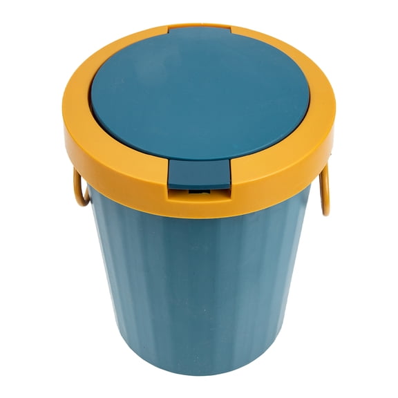 IBASETOY Plastic Wastebasket with Lid Small Household Trash Can for Bedroom Bathroom