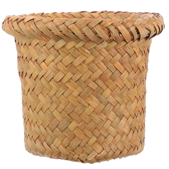 IBASETOY Orange Woven Trash Basket with Open Design for Kitchen Bedroom Bathroom Storage and Laundry Use
