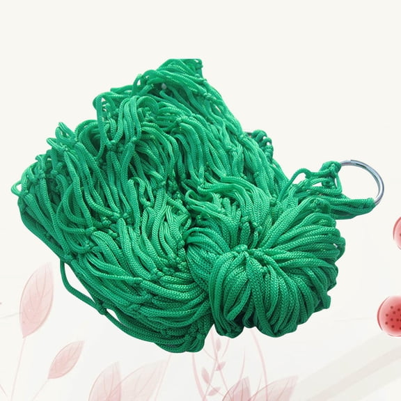 IBASETOY Green Nylon Rope Mesh Hammock Portable Hanging Bed for Outdoor Relaxing and Picnics