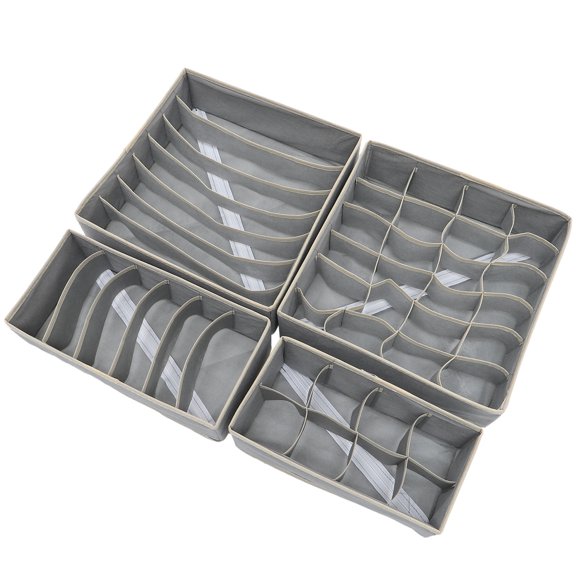 IBASETOY 1Set Grey Nonwoven Fabric Underwear Organizer Divider Drawer Box for Socks Bra Storage and Closet