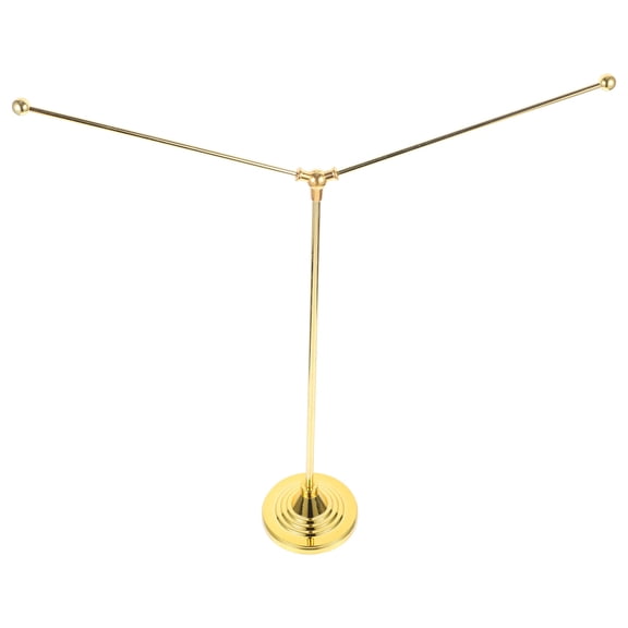 IBASETOY V Shaped Base Desktop Flag Stand Golden Indoor Flagpole Tabletop Decoration 1Set