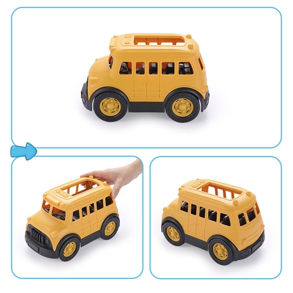 IBASETOY Plastic School Bus Model with Compact Size for Indoor Outdoor Use