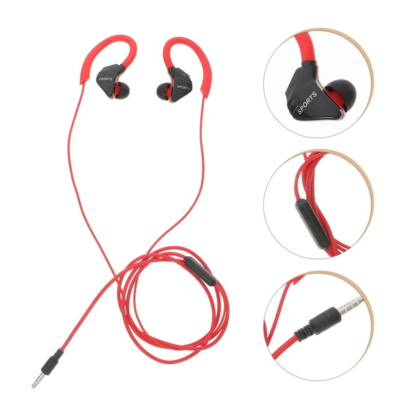 IBASETOY  Red Sweat-Proof Ear Hook Earphones for Fitness Hiking and Climbing