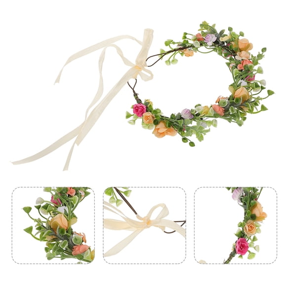 IBASETOY Flower Crown Hair Wreath Multi Color Floral Headwear Wedding Headdress for Bridal Charm