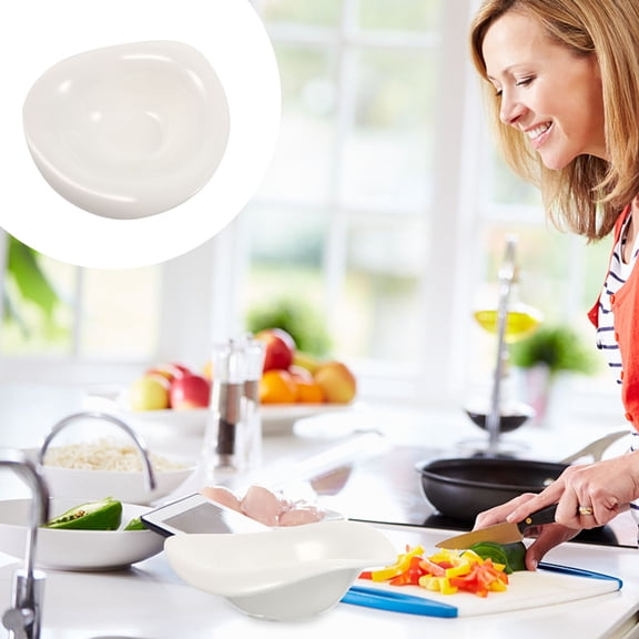 IBASETOY White Ceramic Salad Bowl for Home Use Creative Design Lovely Cartoon Appearance 25.3cm