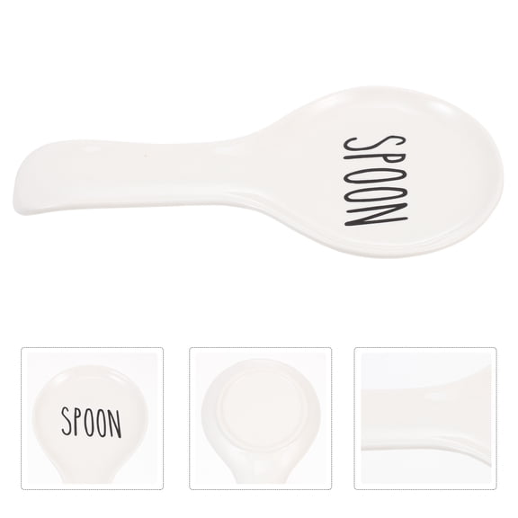 IBASETOY White Ceramic Spoon Rest for Kitchen Dishwasher Safe Sturdy and for Large and Small Spoons 6.5 Inches