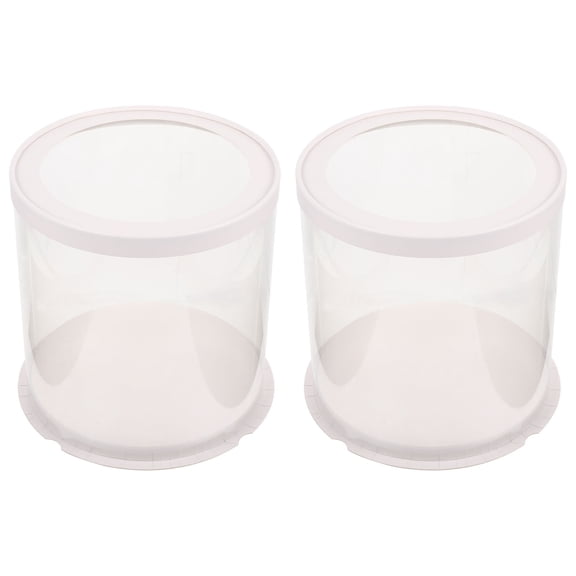 IBASETOY White Portable Cake Box for Outdoor Use Made of Paper and PET with Handle 2 Pieces