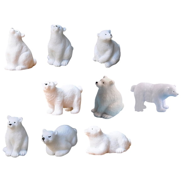 IBASETOY Resin Polar Bear Decorations, White, for Indoor and Outdoor Use, 9Pcs