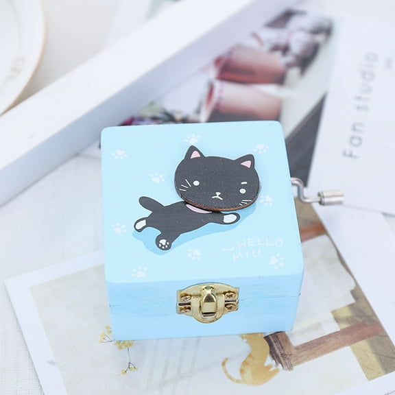 IBASETOY Wind Up Musical Box Wooden Square Wind-up Handmade Mechanical Decoration for Sweetheart 1Pack
