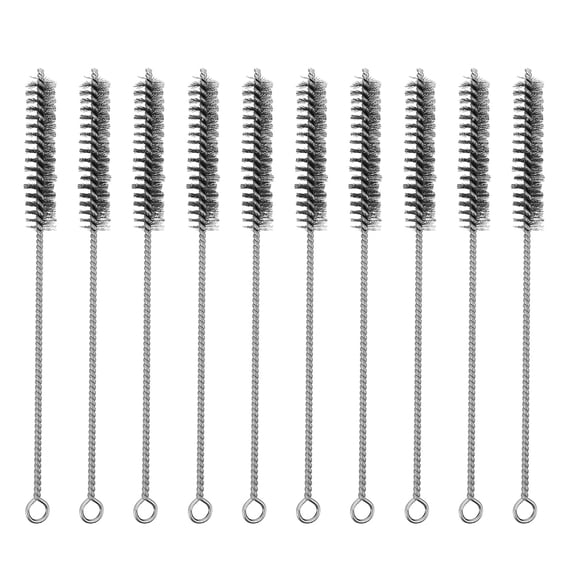 IBASETOY Heavy Duty Drain Brush, Plated Silver Stainless Steel, Efficient for Internal Diameters and Crevices, 10Pcs