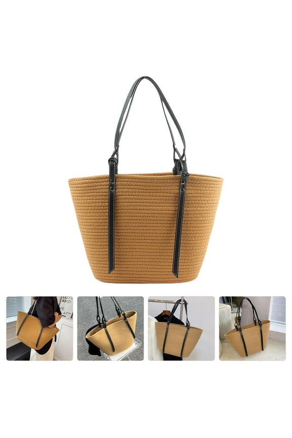 Women Shoulder Bag Stylish Tote Bag Daily Necessities Storage Cotton Rope 1Pcs