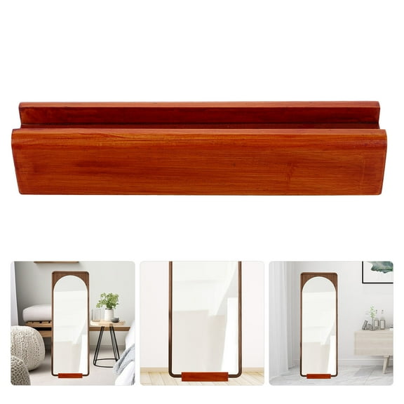 IBASETOY Brown Wood Mirror Holder Stand for Floor Mounted Mirrors with Sturdy Support