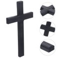 thumbnail image 1 of IBASETOY Handmade Black Wood Cross Wall Decor with Smooth Finish for Church and Living Room, 1 of 6