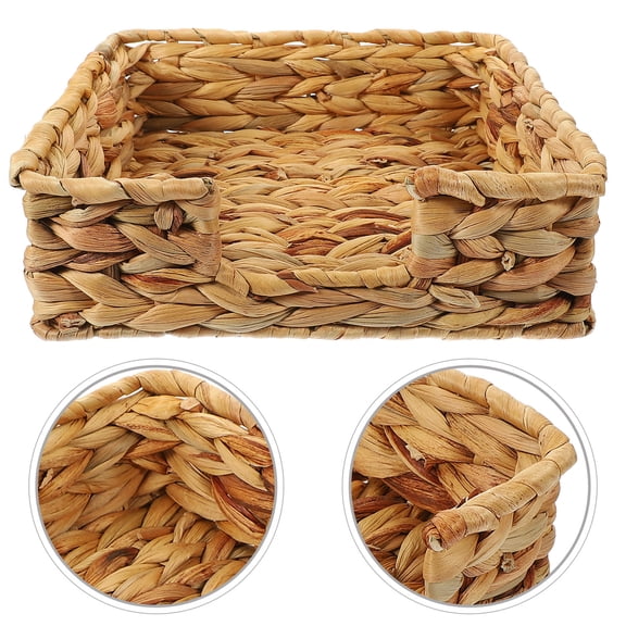 IBASETOY Rustic Light Brown Straw Basket Decorative Storage Bin for Kitchen and Home