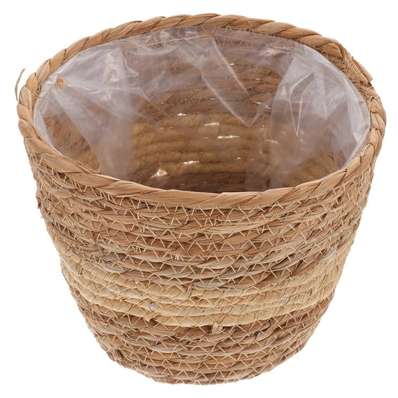 IBASETOY Woven Plant Basket Storage Holder Natural Style Round 1Pcs