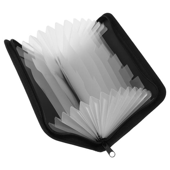 IBASETOY Mini Accordion File Folder Black Plastic 1Pack