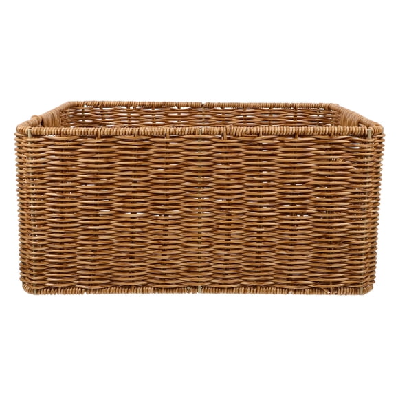 IBASETOY Rustic Style Large Rattan Basket in Khaki for Home Storage of Fruits and Sundries