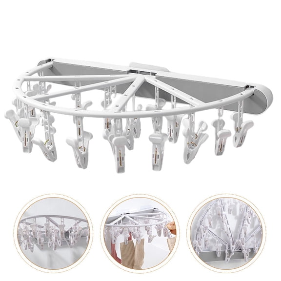 IBASETOY Clothes Rack with Clip Round Multipurpose Drying Hanger Grey 1Pcs