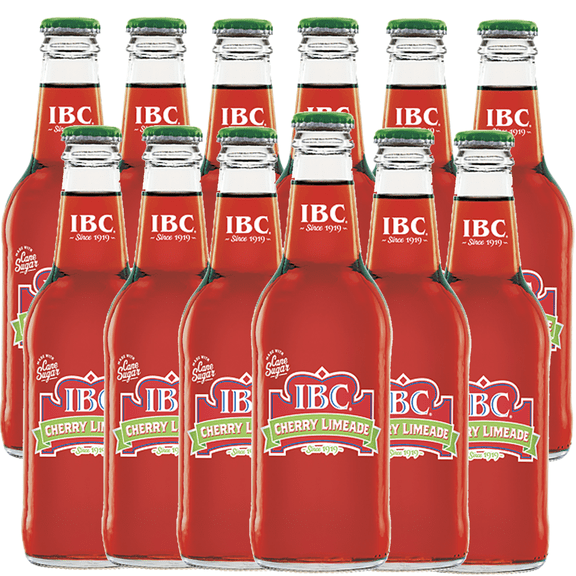IBC Cherry Limeade Soda, Sweet Cherry & Zesty Lime Flavor, Caffeine-Free Soft Drink, Refreshing Craft Soda 12 Pack 12oz Bottles